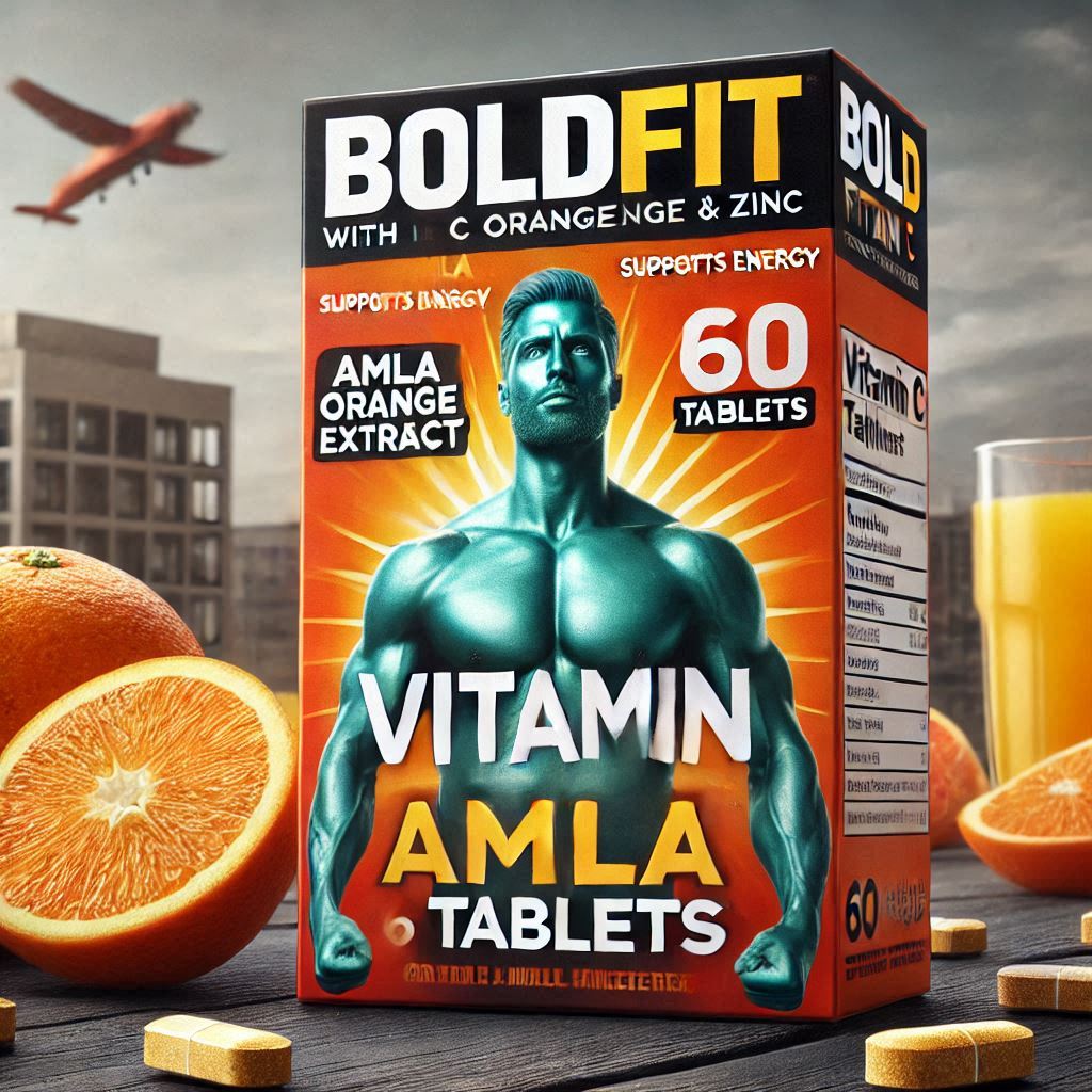 Boldfit Vitamin C 60 Tablets with Amla Orange Extract & Zinc – Supports Energy
