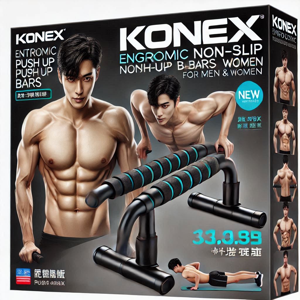 Konex Ergonomic Non-Slip Push Up Bars for Men & Women